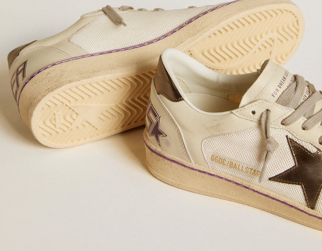 Ball Star in mesh and leather with metallic leather star and heel tab