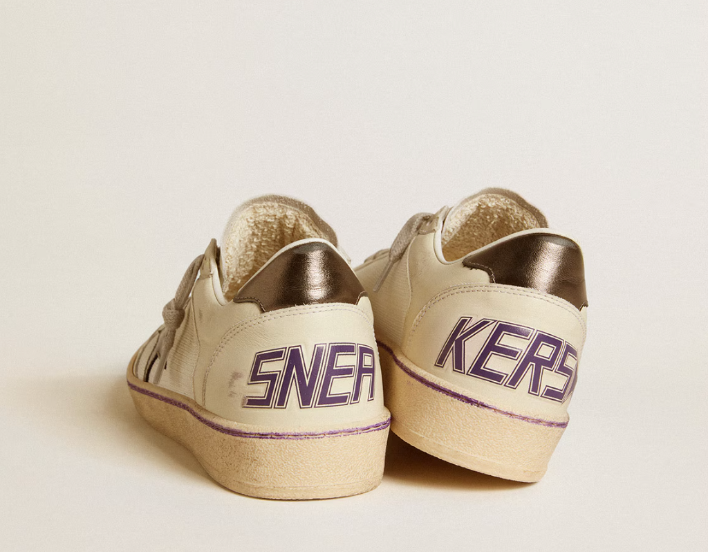 Ball Star in mesh and leather with metallic leather star and heel tab